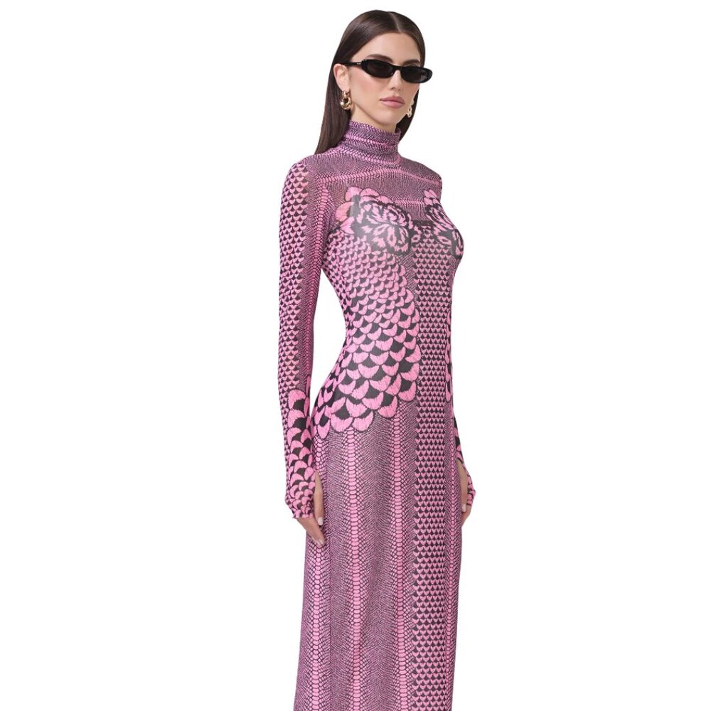 AFRM Pink and Black Patterned Dress
